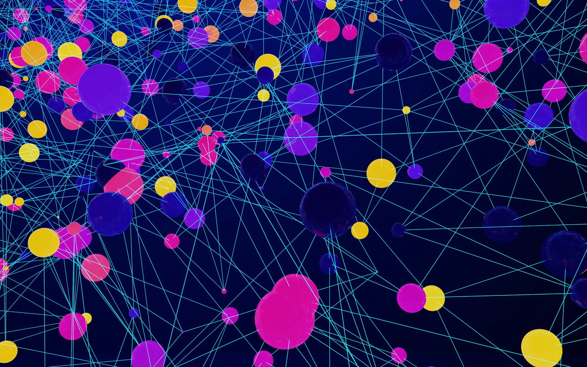 a large group of colorful balls floating in the air